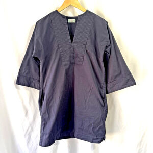 Voyageur By Mersea Navy Blue Cotton XS Tunic Top Dress Pockets Lagenlook